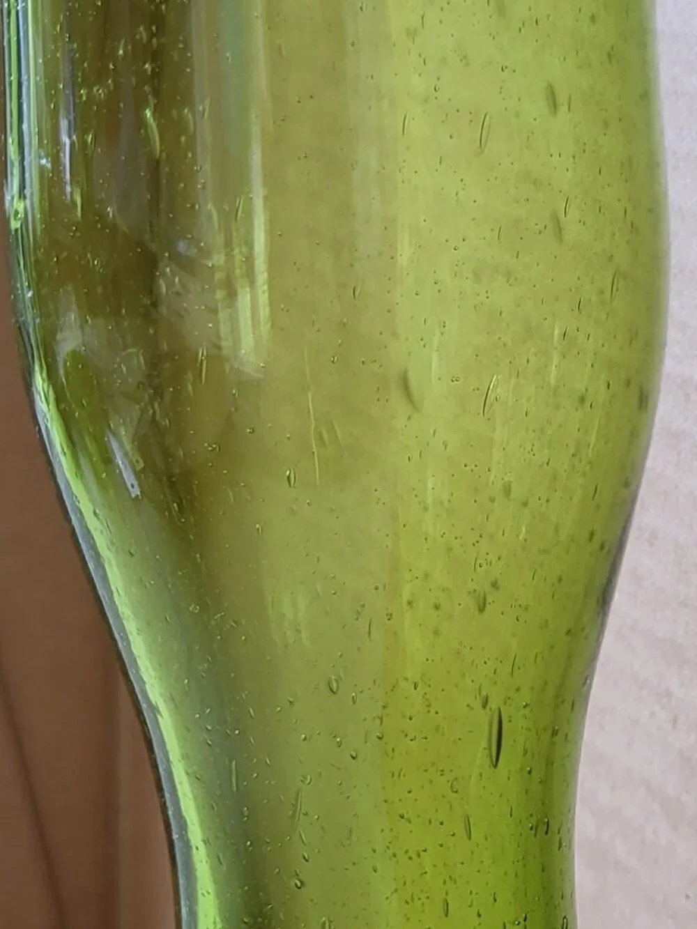 Vintage MCM Italian Empoli Trumpet Vase Seeded Optic Controlled Bubble 11